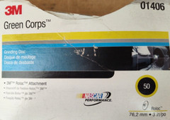 3M 01406 Green Corps Roloc Disc 3M 1406 3 inch, 50YF Grit (4 discs per box)