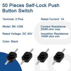 Litoexpe 50pcs Black Latching Mini ON/Off Switch SelfLock Micro Push Button S…