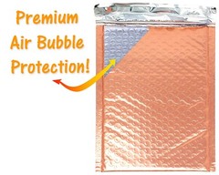 6×10, 4×8 Sunset Peach Glamour Metallic BUBBLE MAILERS Rose Gold Padded Envelope