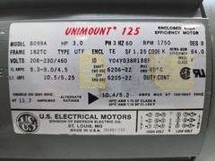 Us Motors B099A UniMount 3Hp Motor 3Ph 1750 Rpm 208-230/460V 9.3-9.0/4.5A 182Tc