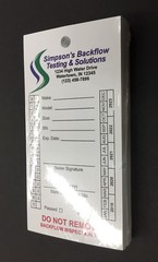 Backflow Inspection Tags – Custom Print – Waterproof – UV Resistant (Pkg of 100)