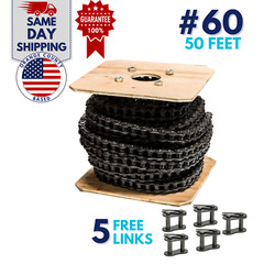 #60 Roller Chain 50 Feet with 5 Connecting Links