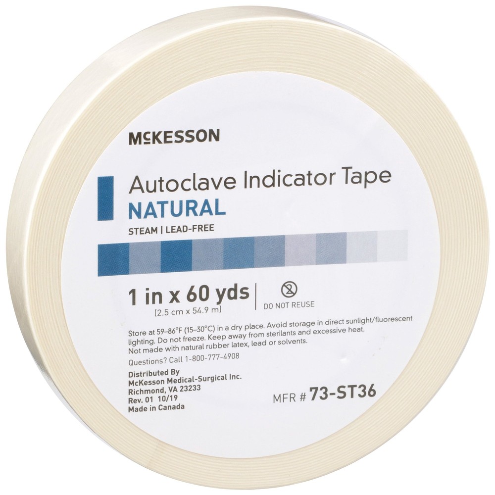 McKesson Steam Indicator Tape 1 Inch X 60 Yard White 73-ST36 18 Ct