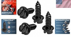 Rustproof Black-Slotted License Plate Screws 4-Pack | Stainless Steel