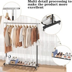 Versatile Metal Garment Organizer with Wheels – Perfect for Home or Retail Use