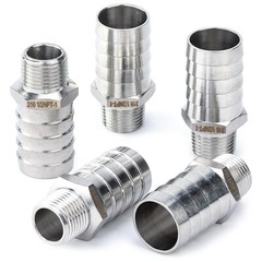 Male Threaded 304 Stainless Steel Barb Hose Pipe Fitting Tail Connector Adaptor