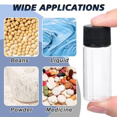 10ml Clear Glass Vials, 100 Pack Small Glass Lab Vials with Screw Caps, Plast…