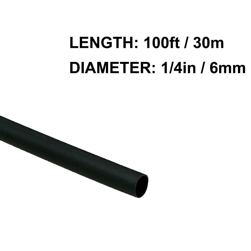 1/4in (6mm) Diameter Heat Shrink Tubing Shrinkable Tube 100ft Black