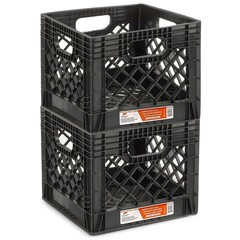 Juggernaut Storage 2-Pack Stackable Heavy Duty Milk Crates with Handles, 16 Q…