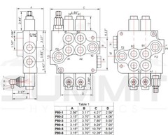 6 Spool Hydraulic Monoblock Double Acting Control Valve, 21 GPM, SAE Ports