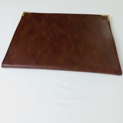 Vtg (1983) Hazel 12″x9.5″ Portfolio Binder Notepad Brass Corner Brown USA Oxford