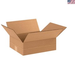 25-Pack Multi-Depth Corrugated Cardboard Boxes for Shipping & Storage 12″x10″x4″