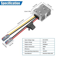 DC 30V90V To 24V 20A 480W Waterproof Buck Power Converter Transformer CNC