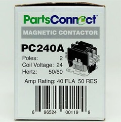 Contactor Double Two Pole 40 Amp 24 Volts Air Conditioning PC240A