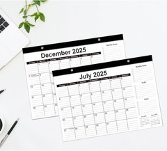 Desk Calendar 2026-12 Months from January 2026 to 17″ x 12″, Black
