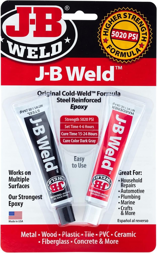 J-B Weld 8265-S Epoxy Adhesive, Two 1 Fl Oz Tubes, Dark Gray, 1:1 Mixing Ratio,