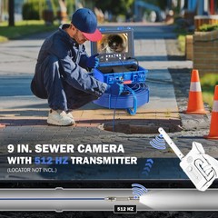 9″ Self-Leveling Sewer Camera w 512Hz 230ft/70m Digital Length Counter 32GB IP68