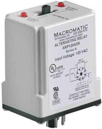 Macromatic Arp120a3r Alternating Relay,Dpdt,120Vac,10A,8 Pin