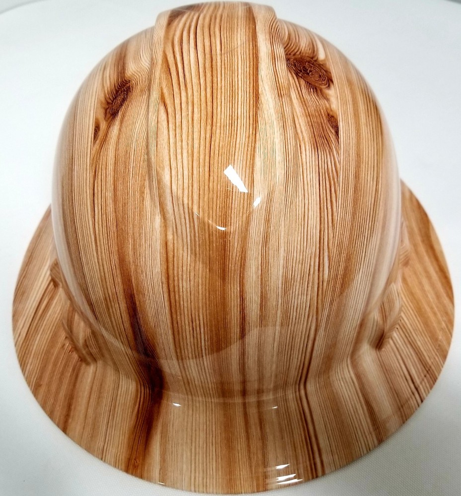 New Full Brim Hard Hat Custom Hydro Dipped in REAL LOOK PLYWOOD NEW OSHA APR