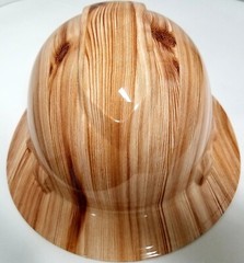 New Full Brim Hard Hat Custom Hydro Dipped in REAL LOOK PLYWOOD NEW OSHA APR