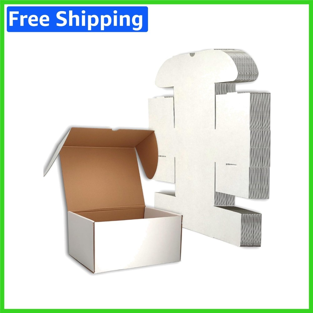 Easy Assembly White Cardboard Boxes 12x6x6 for Shipping & Gift Giving – 15 Count