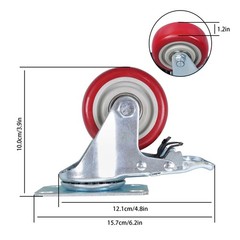 4 Pcs With Brake 360 Degree Heavy Duty Swivel Caster Wheels 3 Inch Plate
