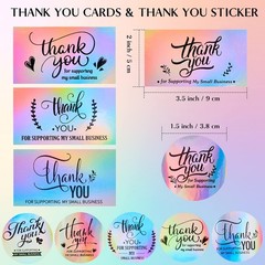 620Pcs Thank You Cards and Stickers for 1.5 inches, Holographic