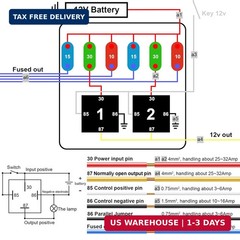 12V 6 Way Pre-Wired Fuse Relay Box Kit with Two 80A 4-Pin Relays | 6 ATC/ATO Slo