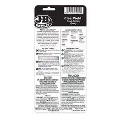 J-B Weld 50114H ClearWeld 0.47 oz. QUICK SET Epoxy Syringe High Strength 5 min
