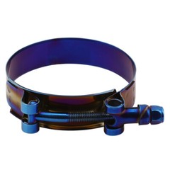 2× Adjustable Titanium Blue Stainless Steel T-Bolt Clamp Universal 45mm – 115mm