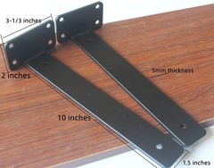 10 Pack – 10 Inch Black Hidden L Shelf Bracket Iron Floating Shelf Brackets