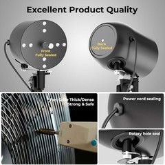 20/24/30 Inch Outdoor Waterproof Wall Fan Remote Oscillating BLDC Motor