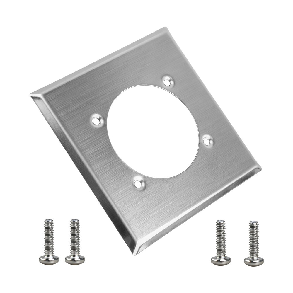 Outlet Cover Wall Plate 2 Gang Single Hole +4 Screws for 14-50R Hubbell HBL9450A