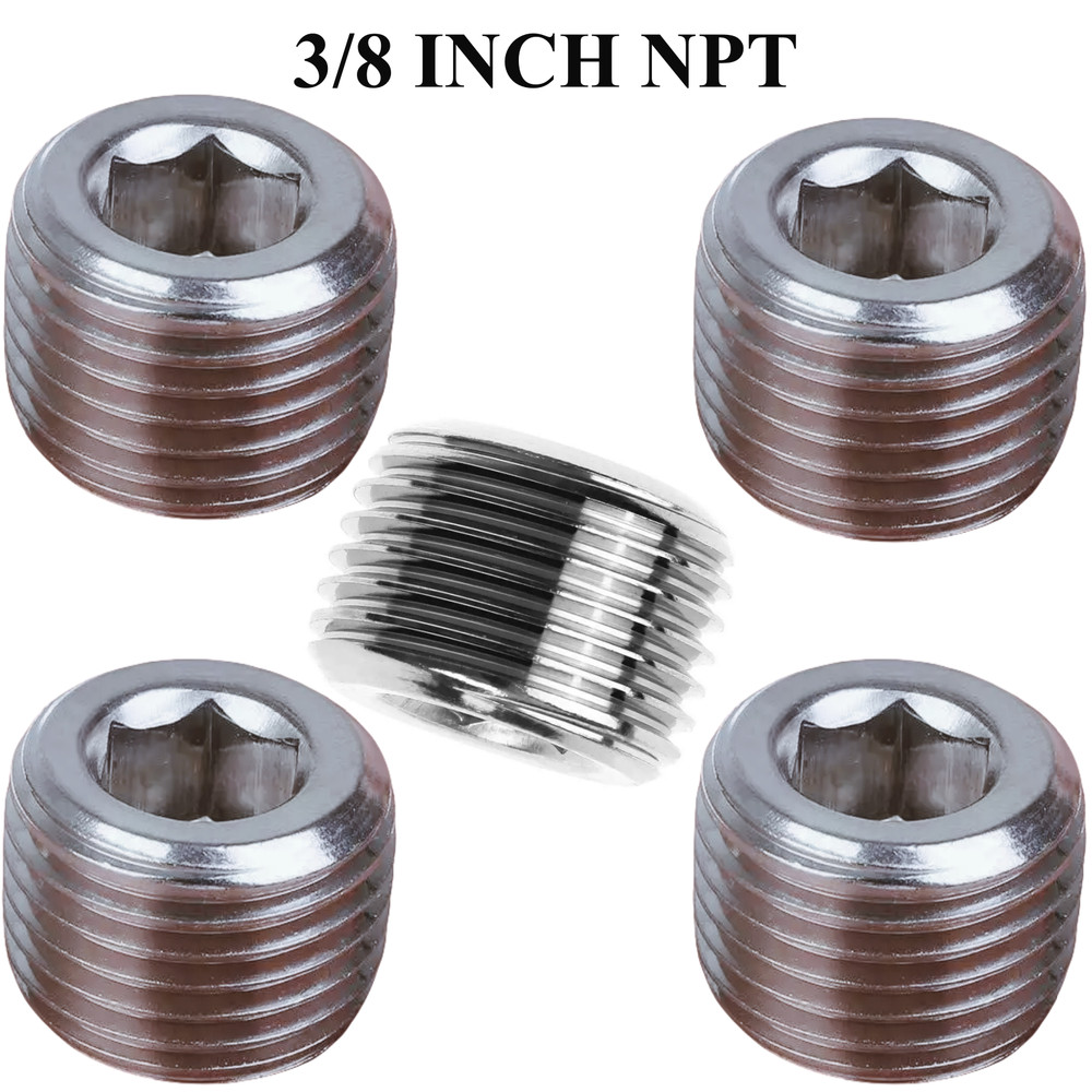 HEX COUNTERSUNK PLUG SOCKET HEAD STAINLESS STEEL PIPE 3/8″NPT MALE THREAD 5 PCS