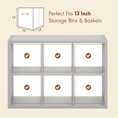 Pemberly Row 6-Cube Vinyl Record Media Storage Organizer in Light Grey