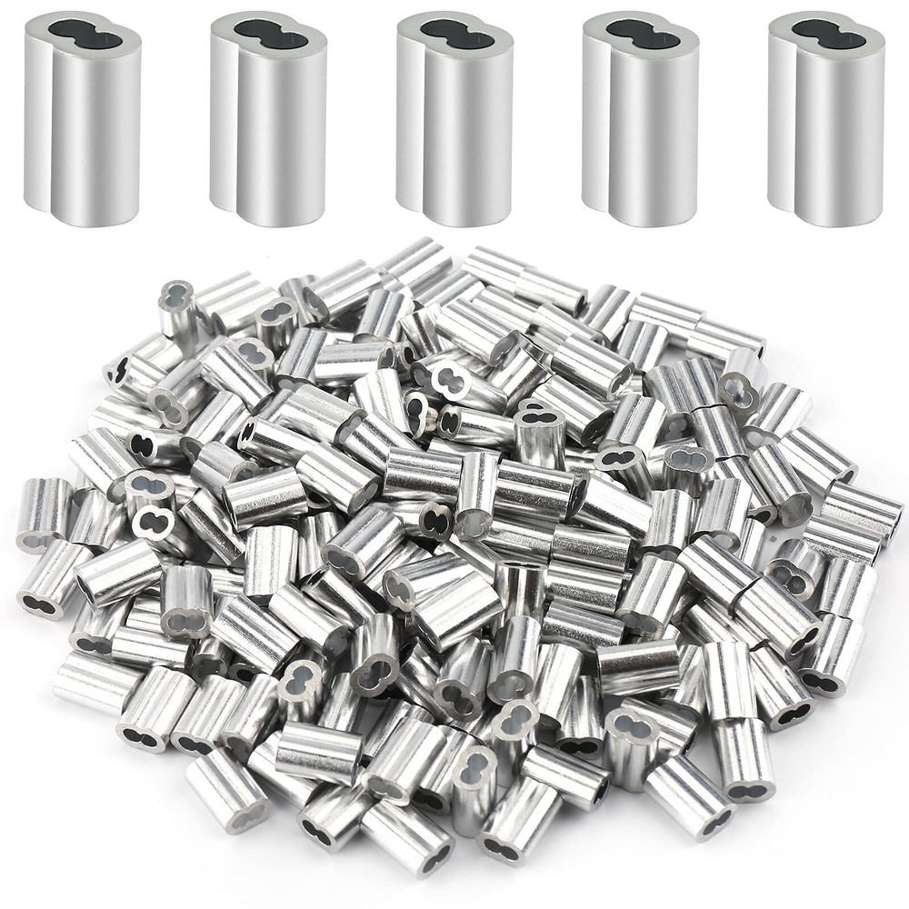 200 Pcs Aluminum Crimping Loop Sleeve 1/16″, Cable Ferrule Wire Rope Sleeves …