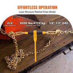VEVOR Chain and Binder Kit 3/8″-1/2″ Ratchet Load Binder 3/8″ x 10′ Chain 2 Pack