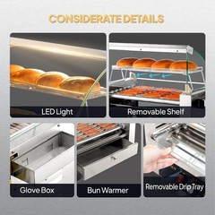 ROVSUN Commercial 18/30 Hot Dog 7/11 Roller Grill Cooker Machine Acrylic Cover