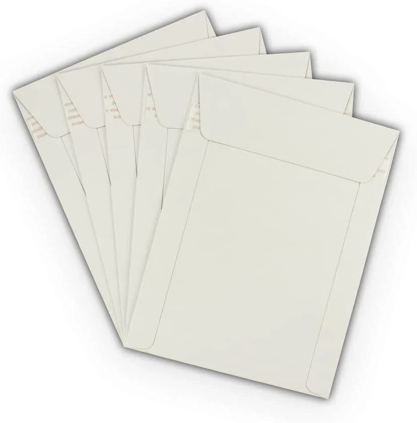 50 EcoSwift 6 X 8 CD/DVD Photo Mailers Keep Flats White Cardboard Self Seal 6×8