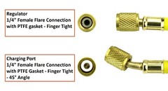 Refrigeration Hose – 60″ – Working Press: 800 PSI -1/4″ Female Flare – 45° Angle
