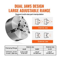 Uimoso 8” 3-Jaw Self-Centering Lathe Chuck for Grinding and Drilling