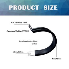 10pcs 2 Inch Stainless Steel Cable Clamps, Rubber Coated Cushioned Insulated