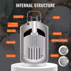3L Aluminum LN2 Dewar with 6 Canisters & Carry Bag