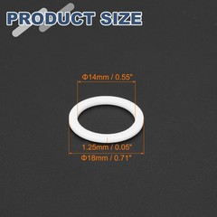 50 Pcs 14x18x1.25mm White O-Ring Sealing Gasket M14 PTFE Flat Washer