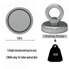 Heavy Duty Fishing Magnet 180Lbs Pulling Force for River Tag Lifting Pick-Up