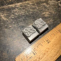 2 Print Blocks “ Letter R “ Lead Print Blocks, Nice Script