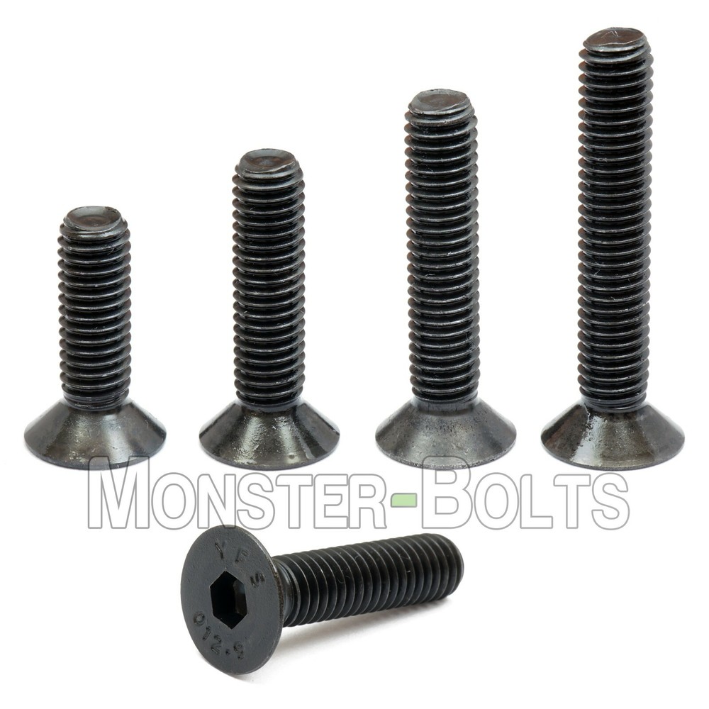 M5 Flat Head Socket Cap Screws, 12.9 Steel w/ Black Oxide DIN 7991, 0.80 Coarse