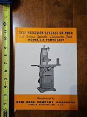 REID PRECISION SURFACE GRINDERS PARTS LIST MODEL 2-A AUTOMATIC FEED