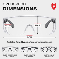 NoCry Safety Glasses Over Eyeglasses — Fog and Scratch-Resistant Over Glasses…