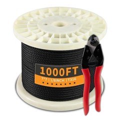1000FT 1/8″ Stainless Steel Cable Black 7×7 Strands Aircraft Cable T316 Wire …